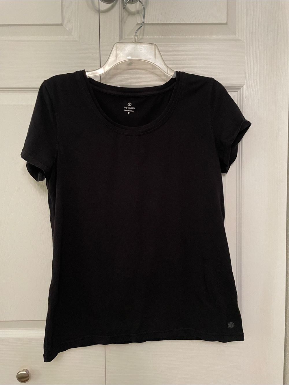 T By Talbots Black Cotton Blend Short Sleeve Tee Shirt Medium